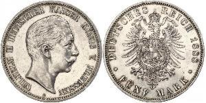 5 Mark Kingdom of Prussia (1701-1918) Silver Wilhelm II, German Emperor (1859-1941)