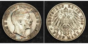 5 Mark Kingdom of Prussia (1701-1918) Silver Wilhelm II, German Emperor (1859-1941)