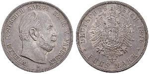 5 Mark Kingdom of Prussia (1701-1918) Silver Wilhelm I, German Emperor (1797-1888)