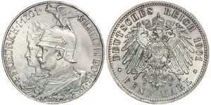 5 Mark Kingdom of Prussia (1701-1918) Silver Wilhelm II, German Emperor (1859-1941)