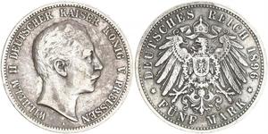 5 Mark Kingdom of Prussia (1701-1918) Silver Wilhelm II, German Emperor (1859-1941)