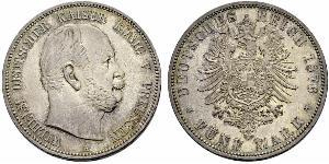 5 Mark Kingdom of Prussia (1701-1918) Silver Wilhelm I, German Emperor (1797-1888)