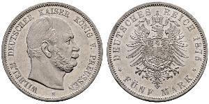 5 Mark Kingdom of Prussia (1701-1918) Silver Wilhelm I, German Emperor (1797-1888)