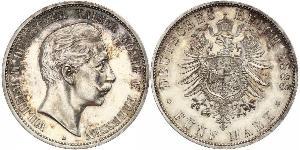 5 Mark Kingdom of Prussia (1701-1918) Silver Wilhelm II, German Emperor (1859-1941)