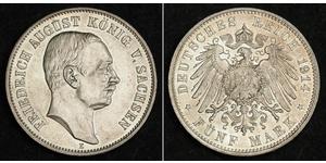 5 Mark Kingdom of Saxony (1806 - 1918) Silver Frederick Augustus III of Saxony (1865-1932)