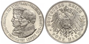 5 Mark Kingdom of Saxony (1806 - 1918) Silver Frederick Augustus III of Saxony (1865-1932)