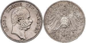 5 Mark Kingdom of Saxony (1806 - 1918) Silver George, King of Saxony