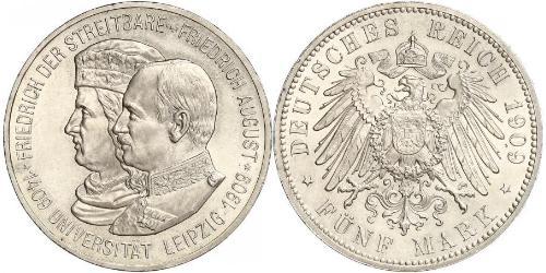 5 Mark Kingdom of Saxony (1806 - 1918) Silver Frederick Augustus III of Saxony (1865-1932)