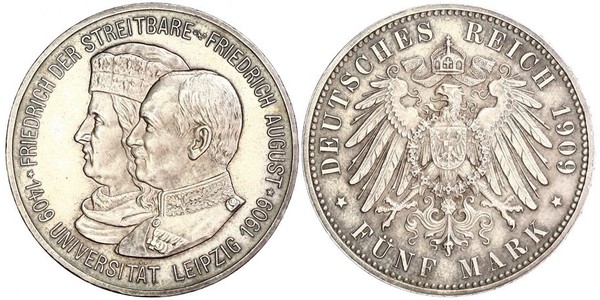 5 Mark Kingdom of Saxony (1806 - 1918) Silver Frederick Augustus III of Saxony (1865-1932)