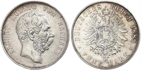 5 Mark Kingdom of Saxony (1806 - 1918) Silver Albert of Saxony