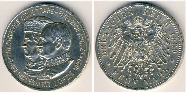 5 Mark Kingdom of Saxony (1806 - 1918) Silver Frederick Augustus III of Saxony (1865-1932)