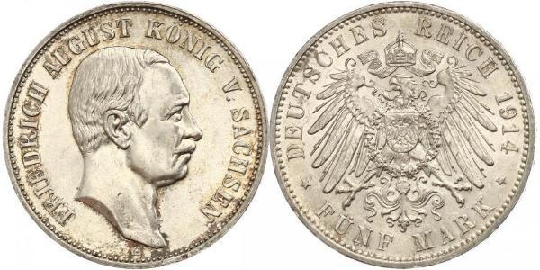 5 Mark Kingdom of Saxony (1806 - 1918) Silver Frederick Augustus III of Saxony (1865-1932)