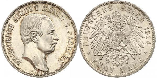 5 Mark Kingdom of Saxony (1806 - 1918) Silver Frederick Augustus III of Saxony (1865-1932)