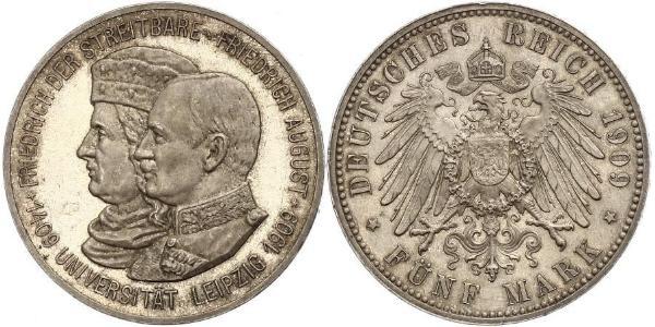 5 Mark Kingdom of Saxony (1806 - 1918) Silver Frederick Augustus III of Saxony (1865-1932)