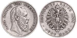 5 Mark Kingdom of Württemberg (1806-1918) Silver Charles I of Württemberg