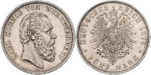 5 Mark Kingdom of Württemberg (1806-1918) Silver Charles I of Württemberg