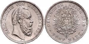 5 Mark Kingdom of Württemberg (1806-1918) Silver Charles I of Württemberg