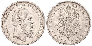 5 Mark Kingdom of Württemberg (1806-1918) Silver Charles I of Württemberg