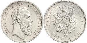 5 Mark Kingdom of Württemberg (1806-1918) Silver Charles I of Württemberg