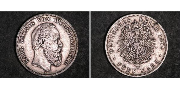 5 Mark Kingdom of Württemberg (1806-1918) Silver Charles I of Württemberg