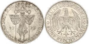 5 Mark Weimar Republic (1918-1933) Silver 