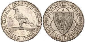 5 Mark Weimar Republic (1918-1933) Silver 