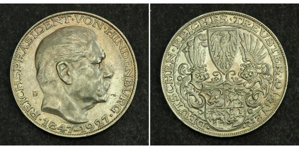 5 Mark Weimar Republic (1918-1933) Silver Paul von Hindenburg