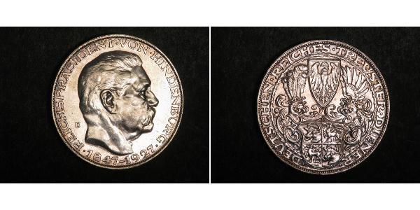 5 Mark Weimar Republic (1918-1933) Silver Paul von Hindenburg