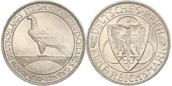 5 Mark Weimar Republic (1918-1933) Silver 