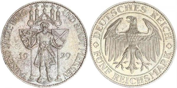 5 Mark Weimar Republic (1918-1933) Silver 