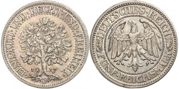 5 Mark Weimar Republic (1918-1933) / Germany Silver 