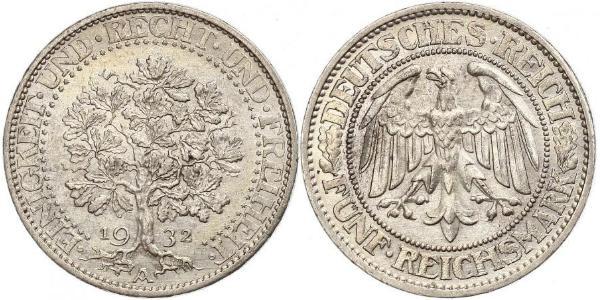 5 Mark Weimar Republic (1918-1933) / Germany Silver 