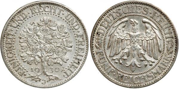 5 Mark Weimar Republic (1918-1933) / Germany Silver 