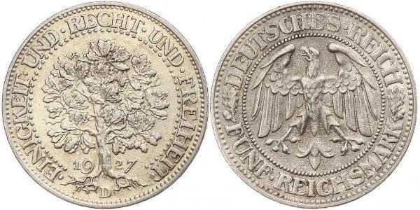 5 Mark Weimar Republic (1918-1933) / Germany Silver 