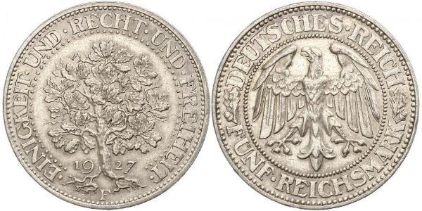 5 Mark Weimar Republic (1918-1933) / Germany Silver 
