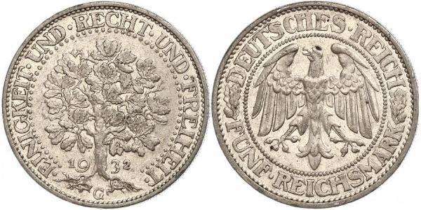 5 Mark Weimar Republic (1918-1933) / Germany Silver 