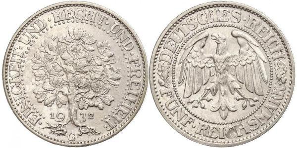 5 Mark Weimar Republic (1918-1933) / Germany Silver 