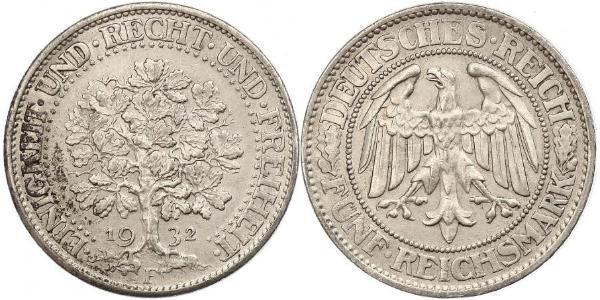 5 Mark Weimar Republic (1918-1933) / Germany Silver 