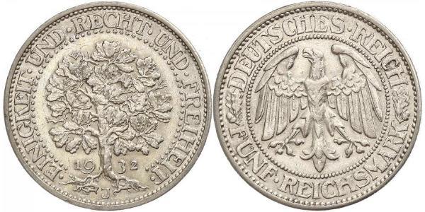 5 Mark Weimar Republic (1918-1933) / Germany Silver 
