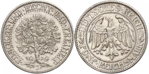 5 Mark Weimar Republic (1918-1933) / Germany Silver 