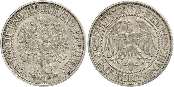 5 Mark Weimar Republic (1918-1933) / Germany Silver 