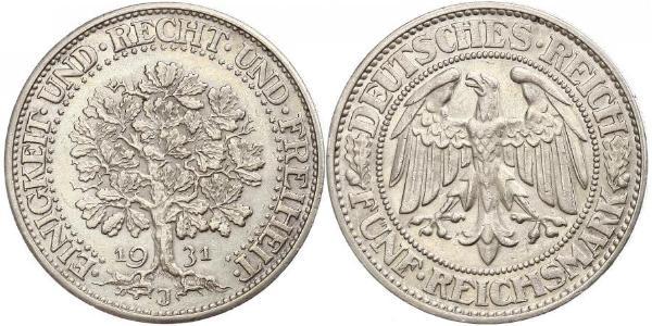 5 Mark Weimar Republic (1918-1933) / Germany Silver 