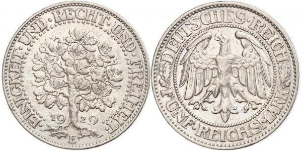 5 Mark Weimar Republic (1918-1933) / Germany Silver 