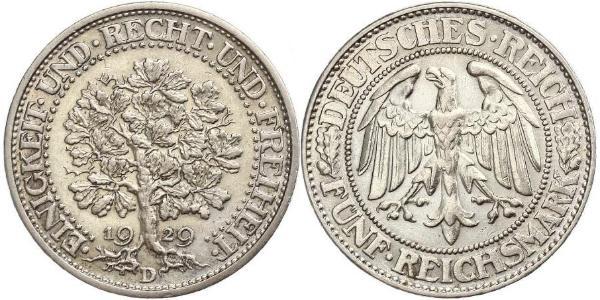 5 Mark Weimar Republic (1918-1933) / Germany Silver 