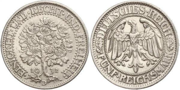 5 Mark Weimar Republic (1918-1933) / Germany Silver 