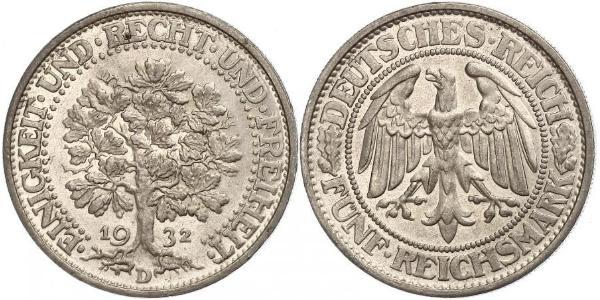 5 Mark Weimar Republic (1918-1933) / Germany Silver 