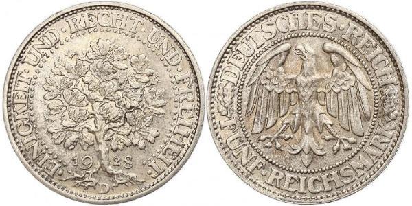 5 Mark Weimar Republic (1918-1933) / Germany Silver 
