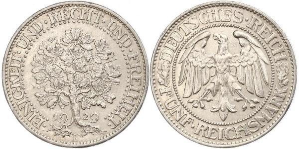 5 Mark Weimar Republic (1918-1933) / Germany Silver 