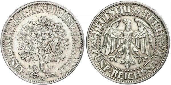 5 Mark Weimar Republic (1918-1933) / Germany Silver 