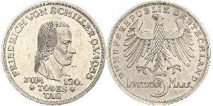5 Mark West Germany (1949-1990) Silver Friedrich Schiller